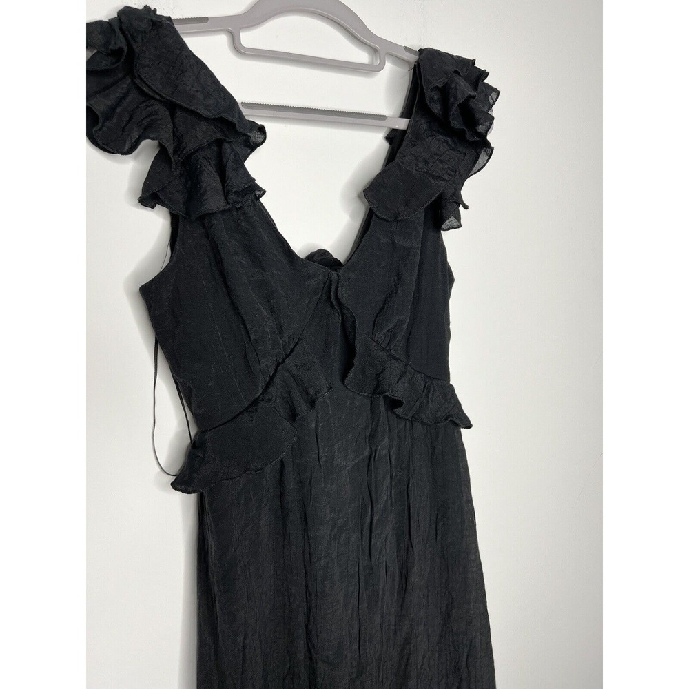 Francescas Blue Rain Maxi Dress Womens Small Black Ruffle Flowy Fairy Whimsigoth - Picture 3 of 16